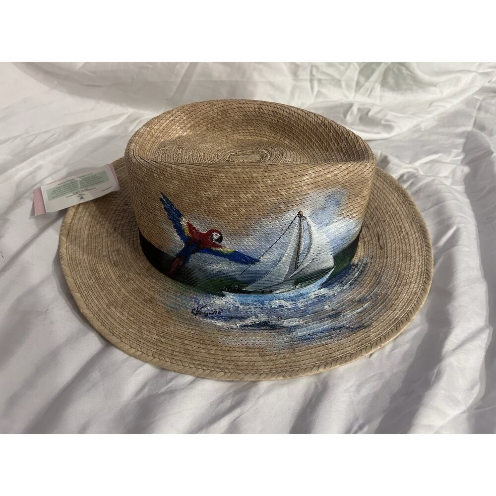 Men’s Hand Painted Hat From Honduras Artist Claudia Vinciguerra NWT